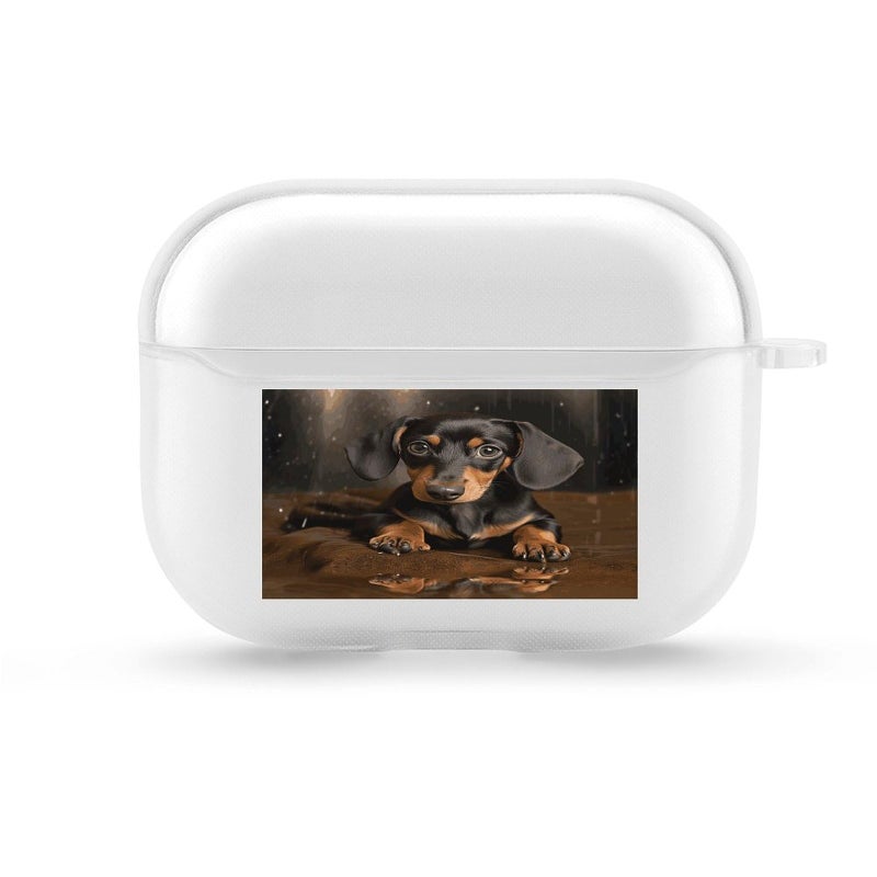 غطاية صلبة لسماعات Airpod Pro من نوع Dachshund مع سلسلة مفاتيح، مع إضاءة أمامية مرئية للجيلين الأول والثاني - Image 2