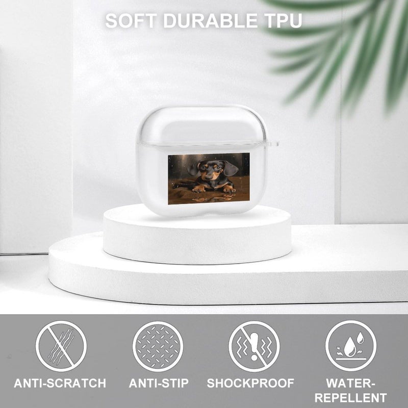 غطاية صلبة لسماعات Airpod Pro من نوع Dachshund مع سلسلة مفاتيح، مع إضاءة أمامية مرئية للجيلين الأول والثاني - Image 4