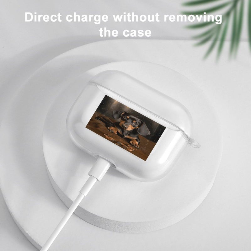 غطاية صلبة لسماعات Airpod Pro من نوع Dachshund مع سلسلة مفاتيح، مع إضاءة أمامية مرئية للجيلين الأول والثاني - Image 5
