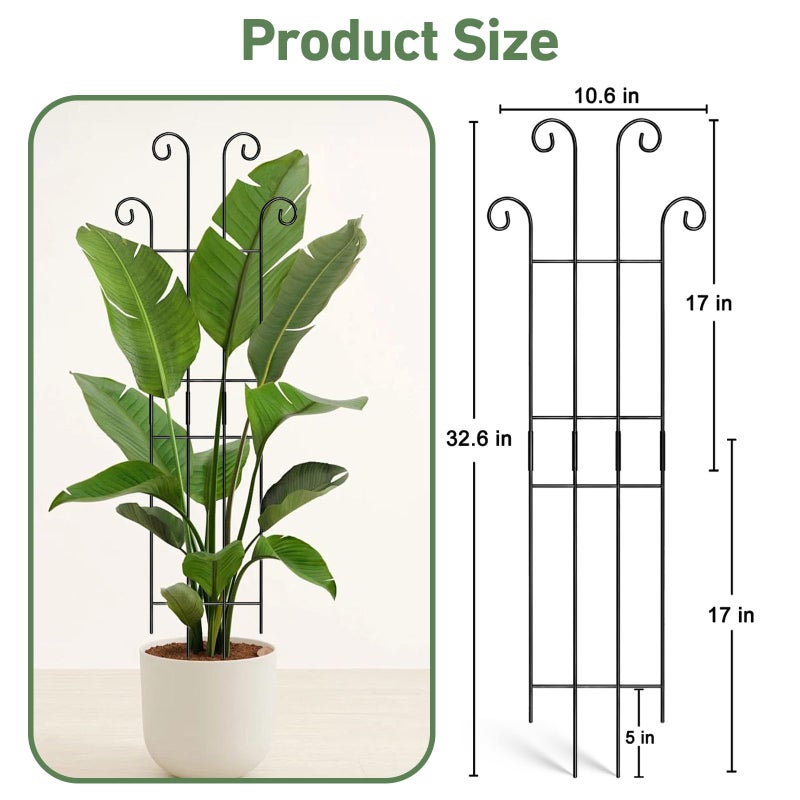 Xeeol 32.6in Tall Plant Trellis Indoor, Metal Garden Trellis for Climbing Plants, Expandable Trellis for Potted Plants for Ivy Pothos Hoya Monstera, 2 Pack - Image 2