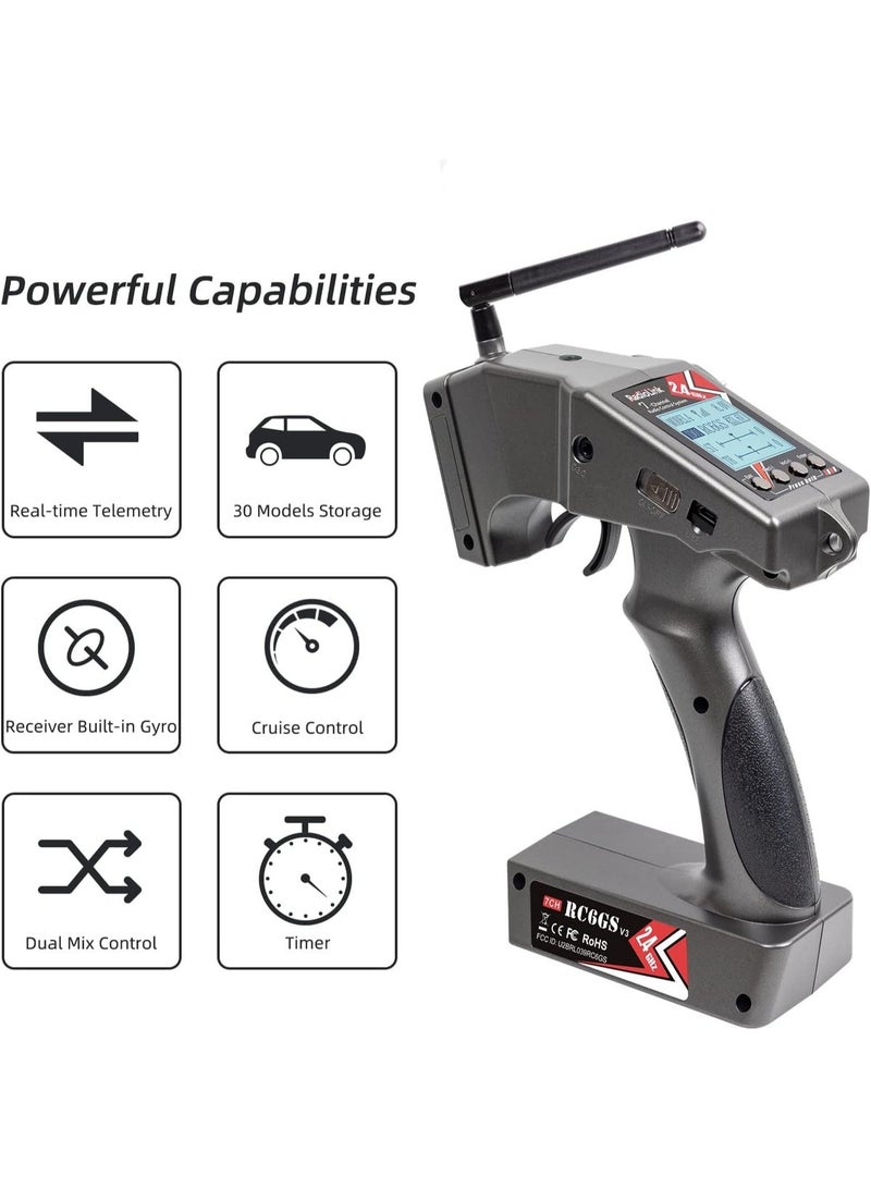Radiolink RC6GS V3 7-Channel RC Transmitter and Gyro Receiver, 2.4GHz for RC Crawler, Drifting Cars, Buggy Cars & Boats - Image 2