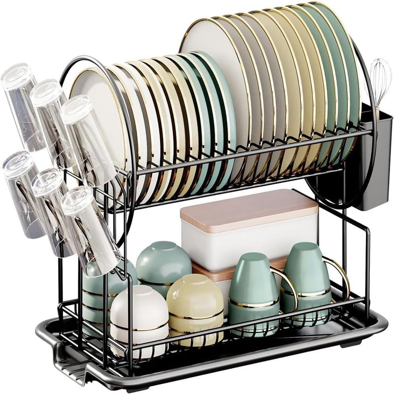 CBEX Dish Drying Rack Warmfill 3 Tier Dish Rack Stainless Steel Large Capacity with Utensil Holder Cutting Board Holder and Dish Drain Rack for Kitchen CounterBlack AS339 - Image 1