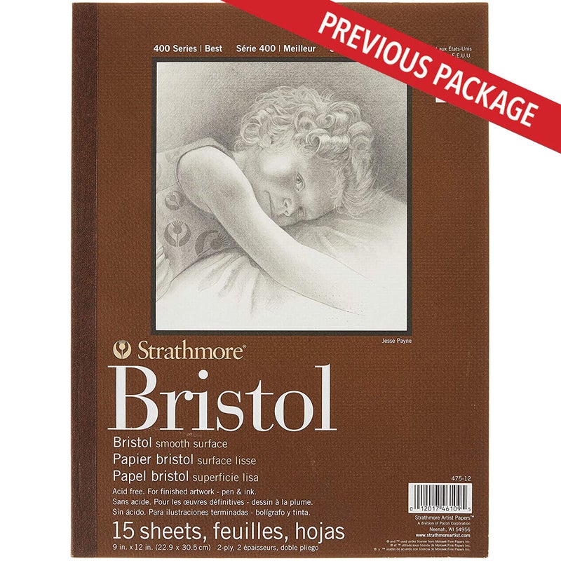 Strathmore 400 Series Bristol Paper Pad, Smooth, Tape Bound, 9x12 inches, 15 Sheets (2-ply) - Artist Paper for Adults and Students - Markers, Pen and Ink - Image 2
