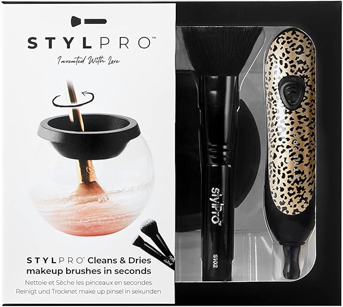 StylPro Gift Set Kit Electric Makeup Brush Cleaner and Dryer Machine with 8 Brush Collars Brush Cleanser Fast Automatic Spinning Brush Cleaner with HeatResistant Bowl ROSE GOLD - Image 3