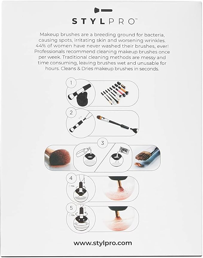 StylPro Gift Set Kit Electric Makeup Brush Cleaner and Dryer Machine with 8 Brush Collars Brush Cleanser Fast Automatic Spinning Brush Cleaner with HeatResistant Bowl ROSE GOLD - Image 4