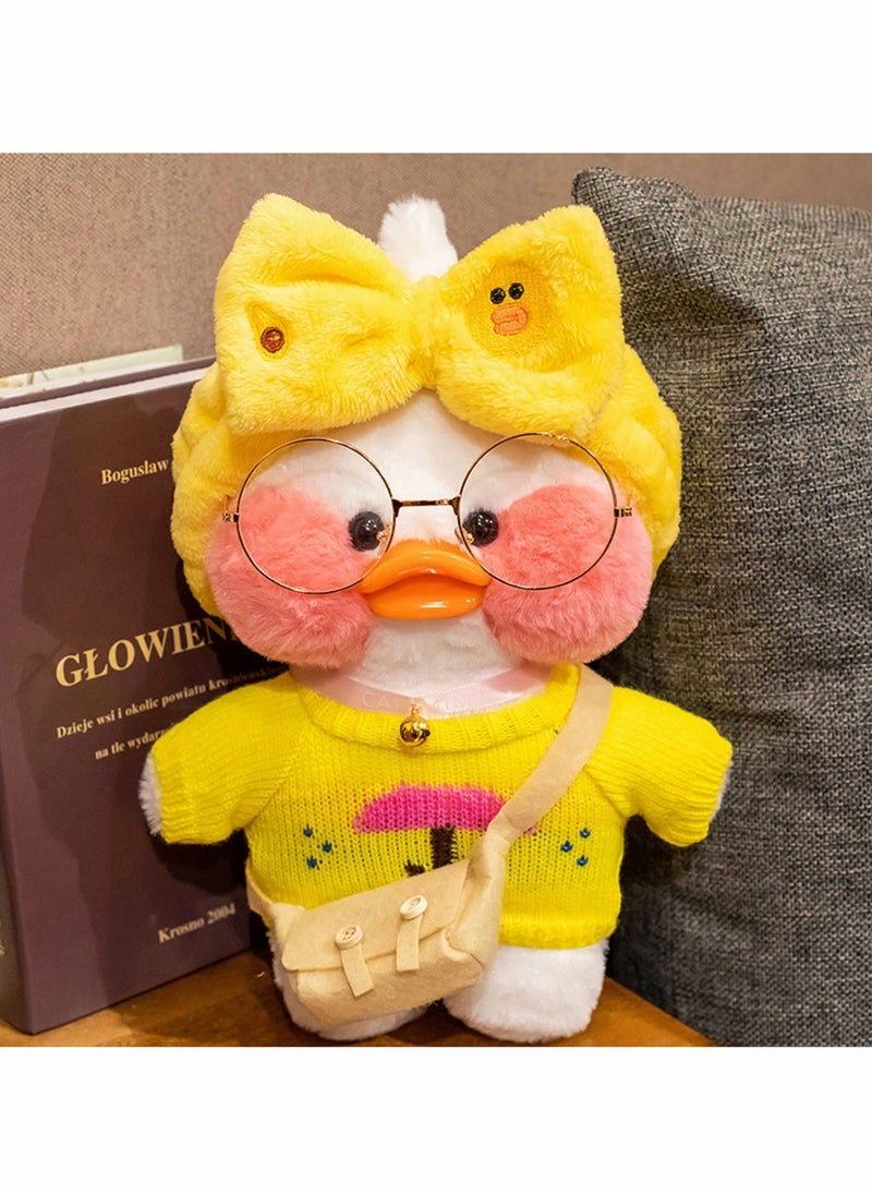 SYOSI - Duck Stuffed Animal Toy Yellow Soft Plush for Kids Girls DIY Hugglable with Cute Hat and Costume Best Gifts Duckling Glasses 12inch 30cm - Image 1