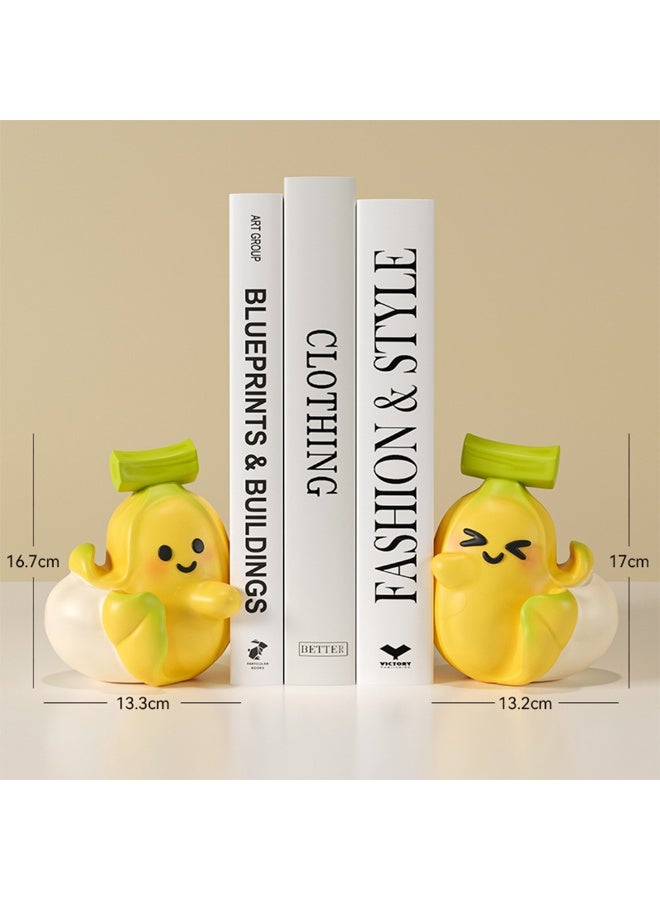 1pair لطيف غرفة الأطفال الموز شكل Bookend للرفوف غير الانزلاق الثقيلة كتاب سقف لأقراص مدمجة ديكور المنزل مقسم الكتاب للمكتب غرفة الدراسة المدرسية - Image 3