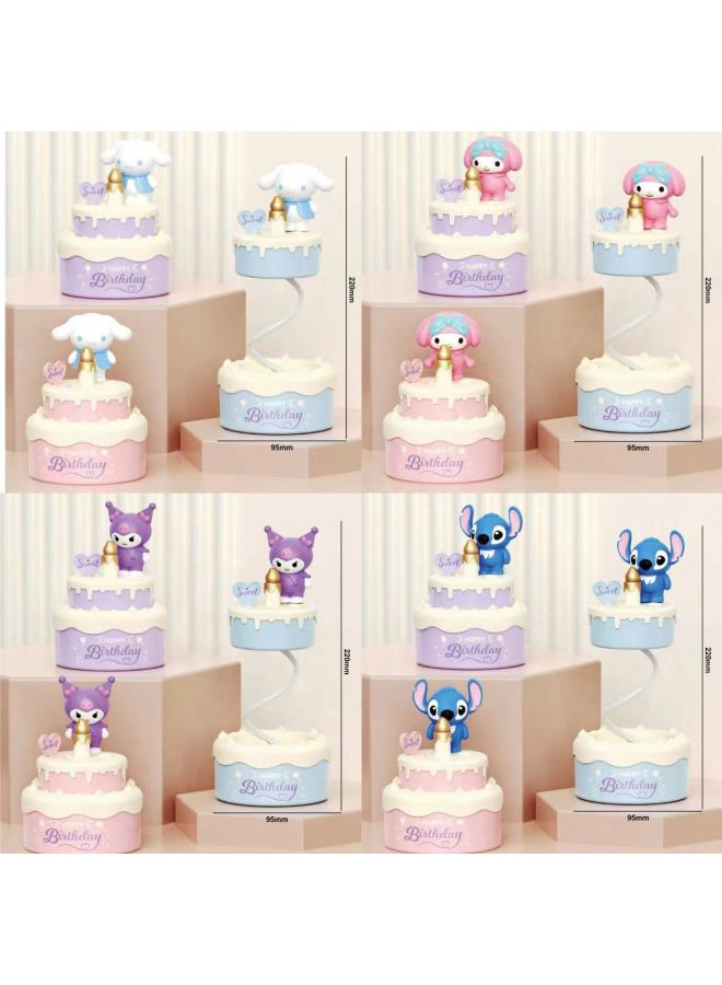 Cartoon Sanrio Small Table Lamp Student Desk Eye Protection Table Lamp Multifunctional Cute Gift Cake Modeling-Color:Sanrio Cake Small Table Lamp Mix And Match-Size:9.5-9.5-22cm  - Image 1