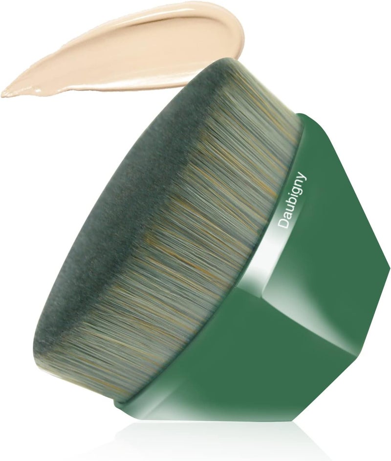 Daubigny Foundation Makeup Brush Flat Top Kabuki Brush Hexagon Face Blush Liquid Powder Foundation Brush for Blending Liquid, Cream or Flawless Powder Cosmetics with Bonus Protective Case (Green) - Image 1