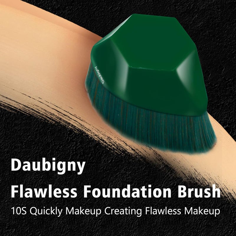 Daubigny Foundation Makeup Brush Flat Top Kabuki Brush Hexagon Face Blush Liquid Powder Foundation Brush for Blending Liquid, Cream or Flawless Powder Cosmetics with Bonus Protective Case (Green) - Image 4