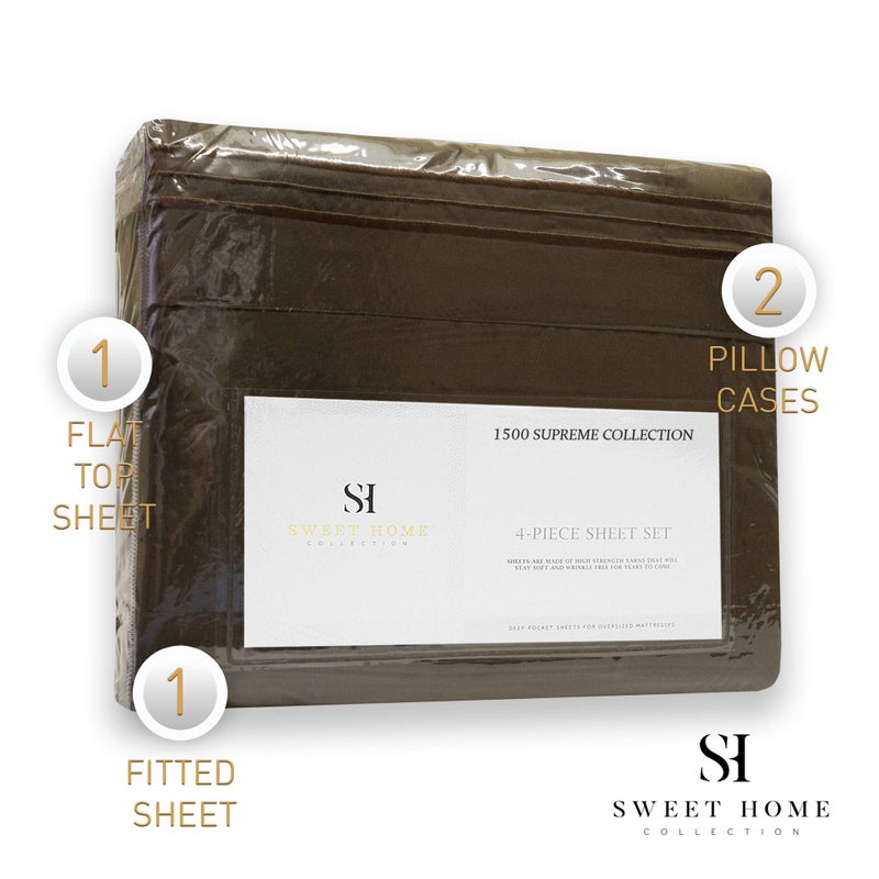 Sweet Home Collectio 1500 Supreme Collection RV Short Queen Sheets Set  Brown - Short Queen Bed Sheets for RV Camper Mattress  1500 Supreme Collection Soft Sheets  RV Queen Size  Brown  - Image 5
