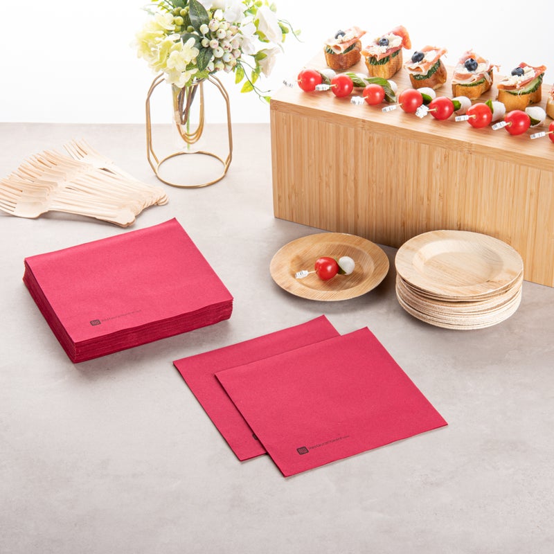 Restaurantware Restaurantware-Luxenap 15.75 Inch Disposable Napkins, 25 Soft Linen Like Napkins - Absorbent, Air Laid, Bordeaux Paper Cloth Like Napkins, Pre-folded, For Dinner Party Guests 