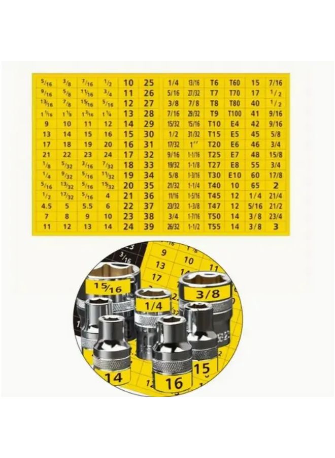 Black 360 Sheet Set Mechanical Socket Labels For Fast Identification Toolbox Organization - Image 2