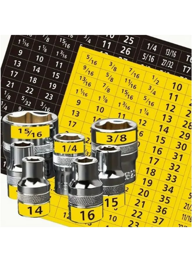 Black 360 Sheet Set Mechanical Socket Labels For Fast Identification Toolbox Organization - Image 1