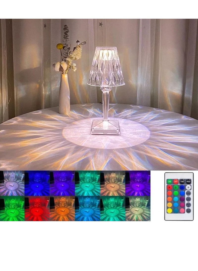 Yuwell 16 Colors RGB Crystal Table Lamp Diamond Lamp Multi-Color Remote Control Touch Table Light USB Charging Romantic Acrylic LED Night Light Modern Home Decoration Desk Lamp - Image 3
