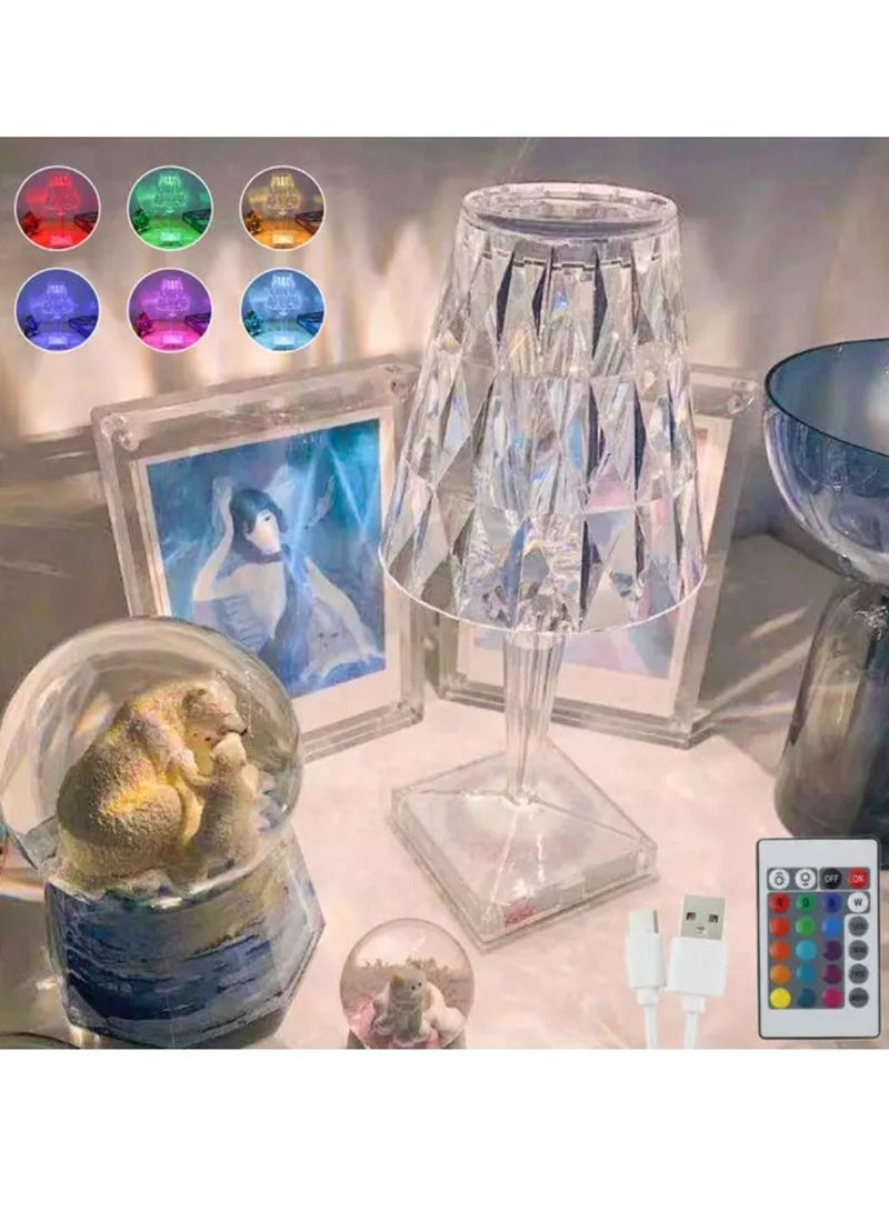 Yuwell 16 Colors RGB Crystal Table Lamp Diamond Lamp Multi-Color Remote Control Touch Table Light USB Charging Romantic Acrylic LED Night Light Modern Home Decoration Desk Lamp - Image 2
