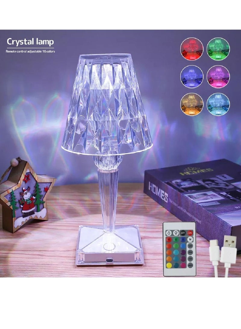 Yuwell 16 Colors RGB Crystal Table Lamp Diamond Lamp Multi-Color Remote Control Touch Table Light USB Charging Romantic Acrylic LED Night Light Modern Home Decoration Desk Lamp - Image 1