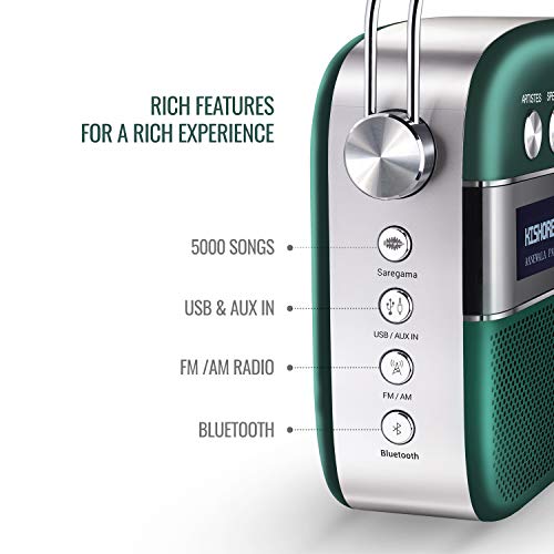 Carvaan Saregama Carvaan 2.0 Hindi Portable Music Player 5000 Pre-Loaded Songs with Podcast, FM/BT/AUX (Emerald Green) - Image 3