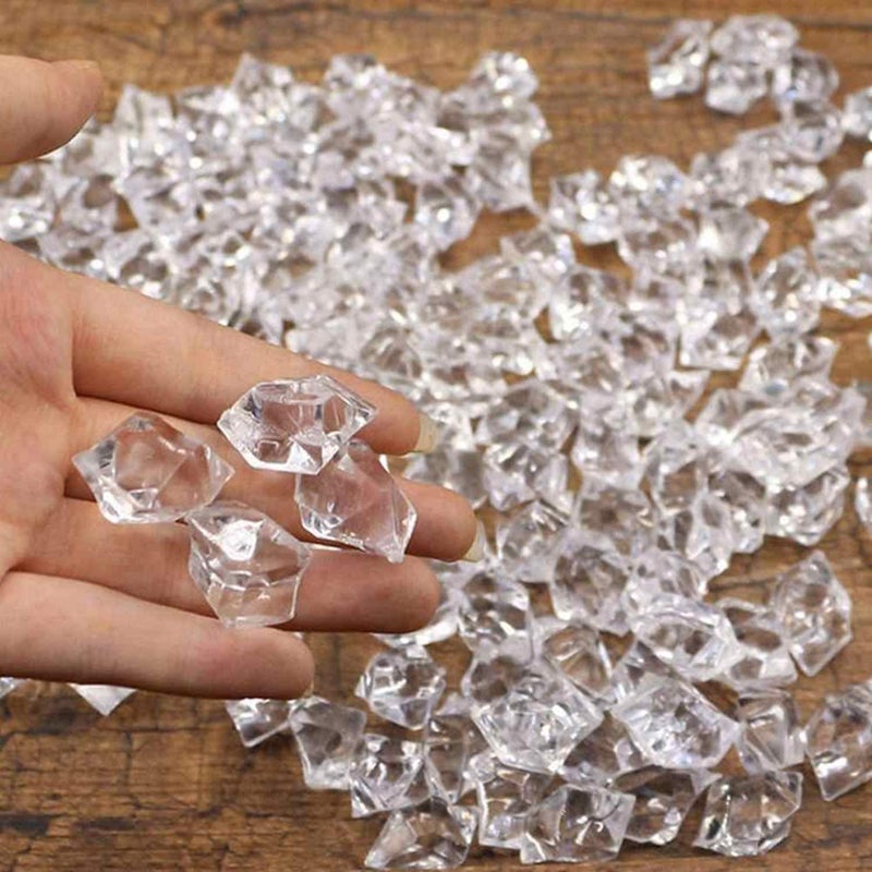 Promote Trader Pack of 100 Gram Acrylic Diamonds Faux Crystals for Home Decor Stones Decorative Stones for Aquarium Fish Tank Landscaping Vase Fillers Clear All Life Stages Pellet - Image 1