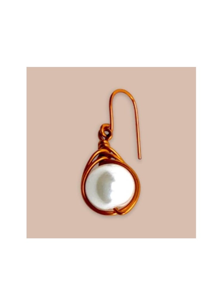 JC jimmycom earrings , plated Copper and Stones Short Dangle Drop Earrings , Women earrings, earrings for women,earrings set unique,accessories,plated copper earrings (white pearl)  - Image 3