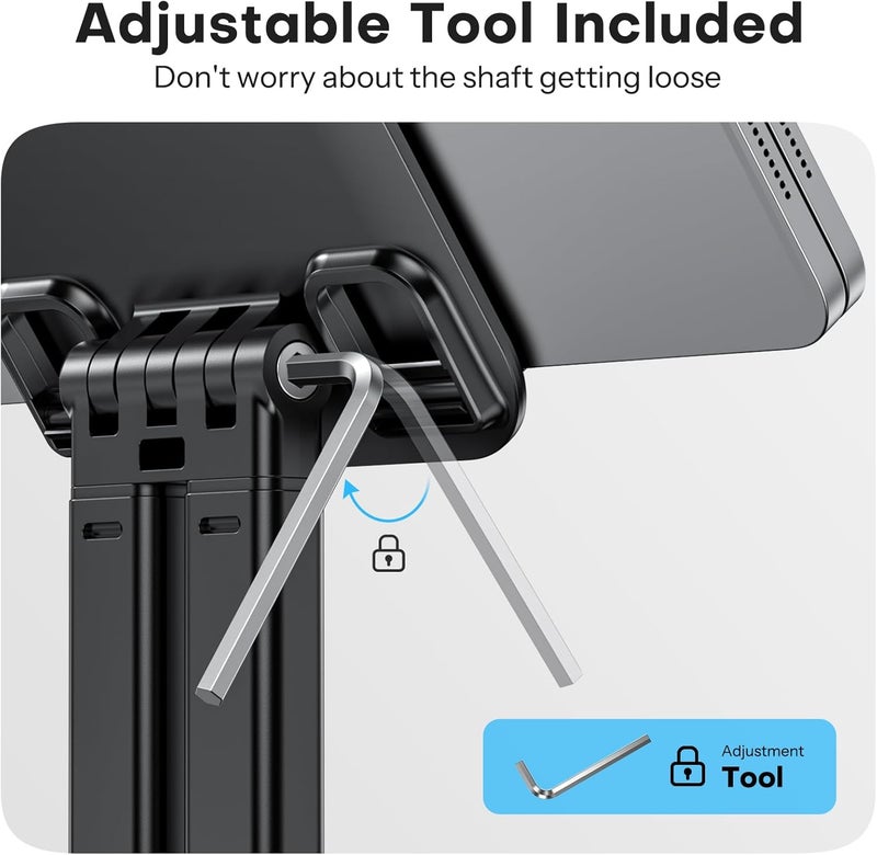 Omoton Tablet Stand for iPad, Adjustable Tablet Holder for Desk, Portable Monitor Stand Compatible with 4-15.6" Tablets Kindle Such as iPad Pro 11, 10.2, 13, Air/Mini - Image 5