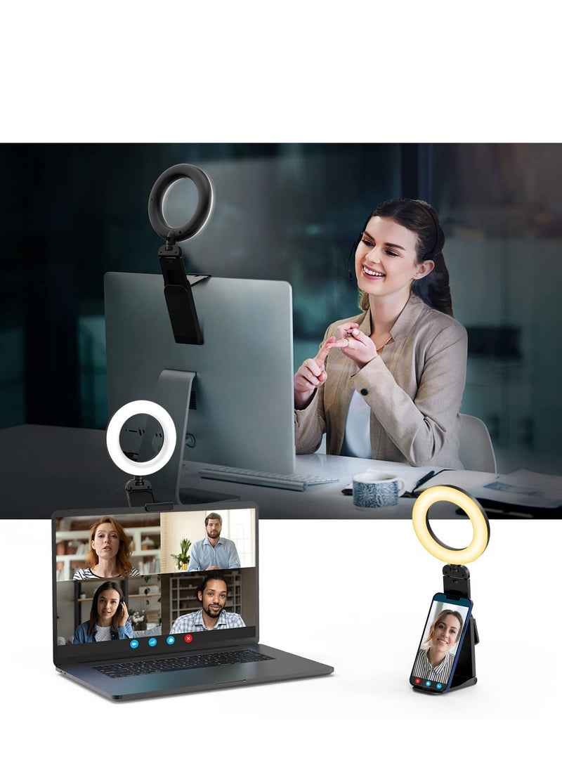 Y&D - Ring Light for Computer Laptop, Video Conference Lighting kit Zoom Meetings, 5" Small Led Selfie Portable with Stand - Image 1