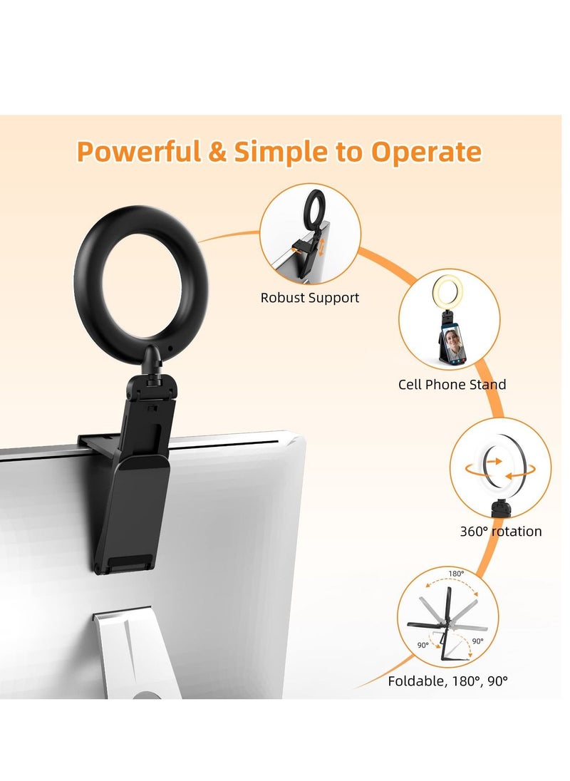 Y&D - Ring Light for Computer Laptop, Video Conference Lighting kit Zoom Meetings, 5" Small Led Selfie Portable with Stand - Image 1