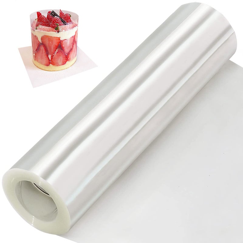 BYKITCHEN Cake Collar, 12 Inch Acetate Cake Collars, Large Clear Acetate Sheets for Chocolate Mousse DIY Cake Wrapping Decorating Baking (Length 394inch) - Image 1