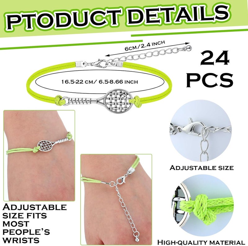 Sureio 48 Pcs Tennis Party Favors Gift Set 24 Charm Bracelets 24 Ball Keychain Key Ring Tennis Gifts for Adults Women Sport Lovers Team Accessories Bulk - Image 3