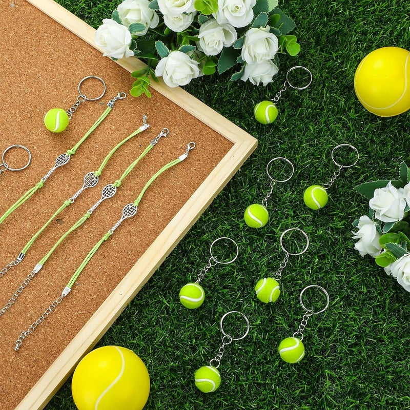 Sureio 48 Pcs Tennis Party Favors Gift Set 24 Charm Bracelets 24 Ball Keychain Key Ring Tennis Gifts for Adults Women Sport Lovers Team Accessories Bulk - Image 2