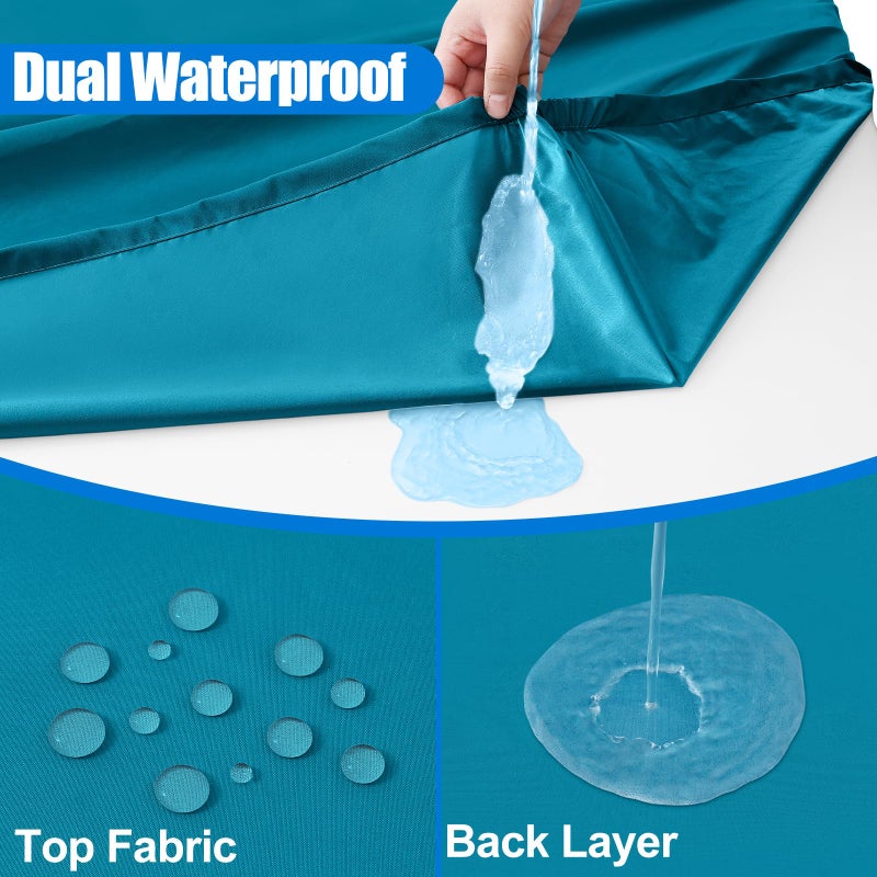 Spotjoy Rectangle Picnic Table Cloth  Waterproof Elastic Fitted Tablecloths  Washable Polyester Table Cover for Camping  Indoor and Outdoor (Teal  30""x96"") - Image 2