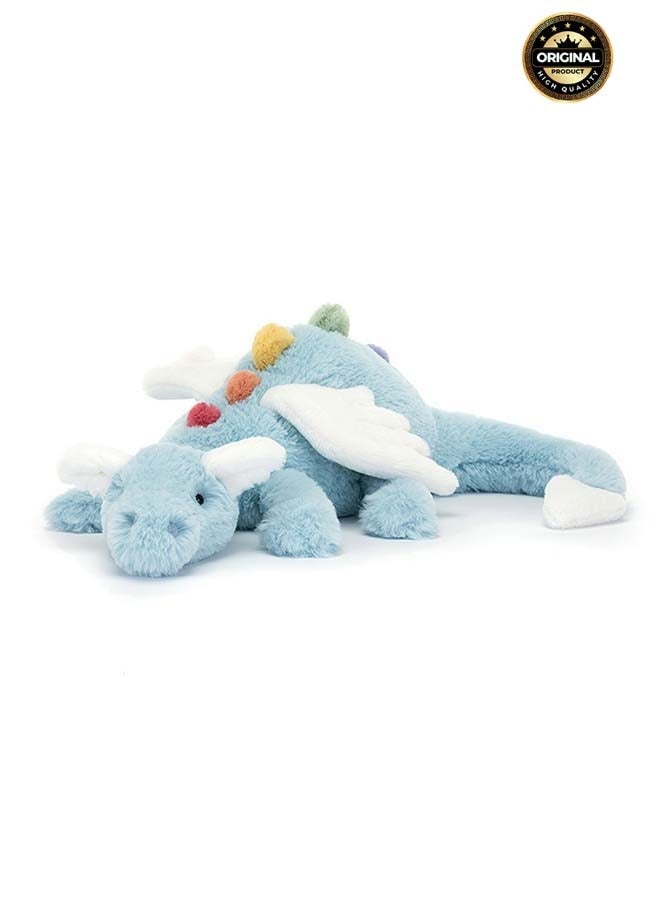 Jellycat Sky Dragon – Soft Blue Plush Dragon with Rainbow Spines & White Wings – Large 50cm Cuddle Toy for Kids, Nurseries & Collectors - Image 1