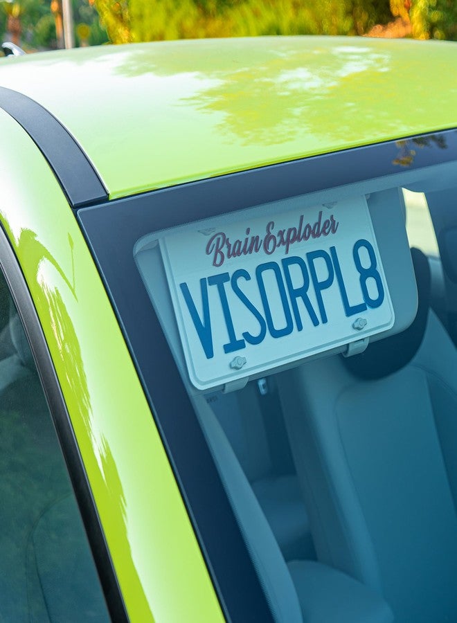 BrainExploder Sun Visor License Plate Mount (Universal Fit) No Drill, No Tool Install for a Clean Look and No Clutter on The Front of Vehicle (White) - Image 1