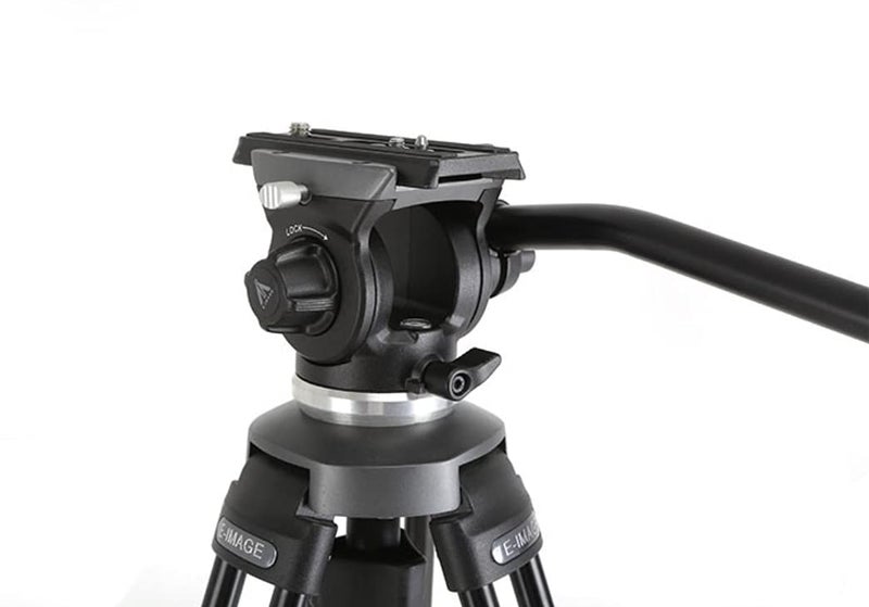 E-IMAGE رأس سائل خفيف الوزن 610Fh مع قاعدة مسطحة | لوحة متوافقة مع مانفروتو | رأس سائل مع مقبض بار بان ثابت | للحامل الثلاثي والحامل الأحادي | الحمولة 3 كجم - أسود - Image 4