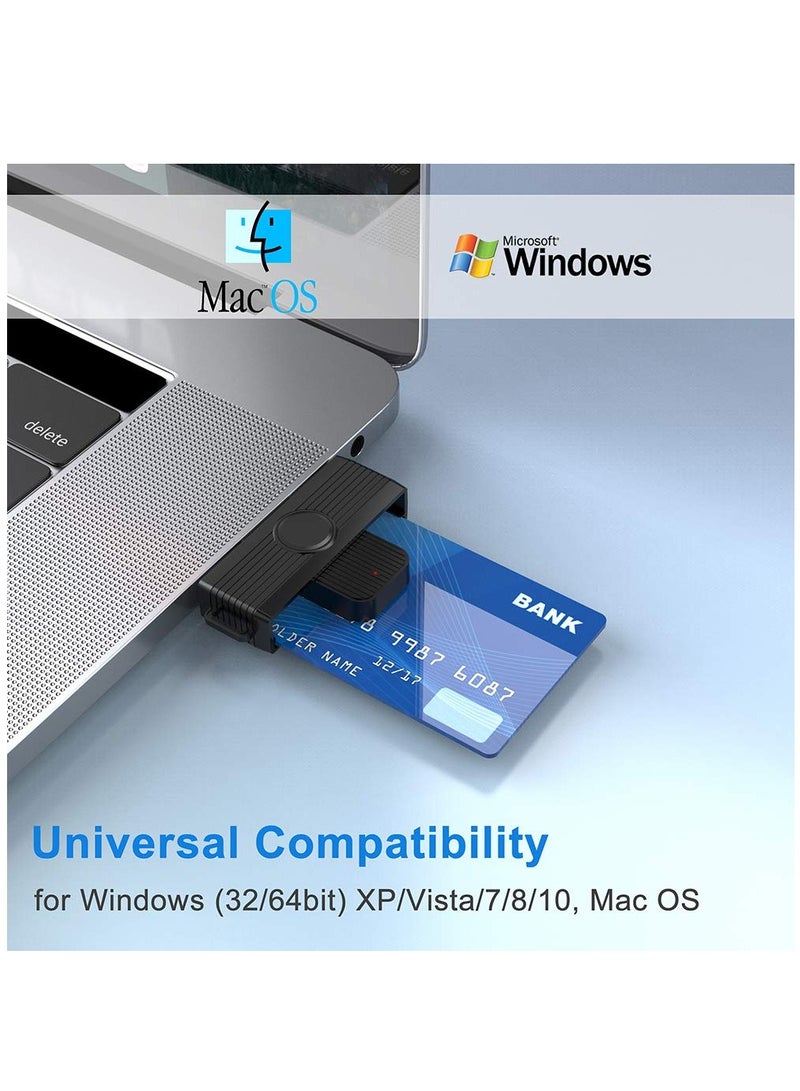 Portable USB Smart Card Reader for CAC, Electronic ID, IC Bank, and Health Insurance Cards - Compatible with Windows XP/Vista/7/8/11 and Mac OS. - Image 3