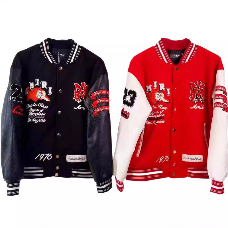 Correct Version】Am1Ri Embroidered Bone Print Pilot Casual Jacket For Men And Women, Winter Baseball Jacket - Image 4