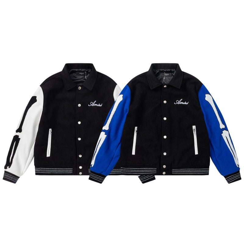 Correct Version】Am1Ri Embroidered Bone Print Pilot Casual Jacket For Men And Women, Winter Baseball Jacket - Image 3