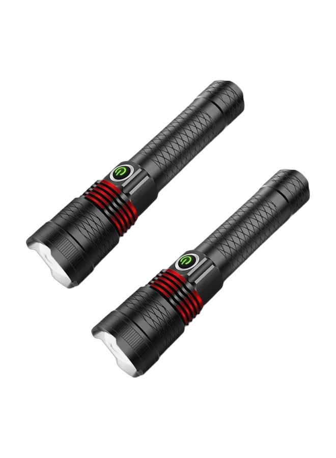 إمبكس 2 pcs كشاف قابل للشحن قابل للتكبير، 10 واط ليزر LED، إضاءة 500 لومن، بطارية ليثيوم أيون 1500 مللي أمبير، مدى 1800 متر، رأس قابل لضبط البؤرة، شحن Type-C، ضمان سنتين – Hunter Z1 – أسود - Image 1