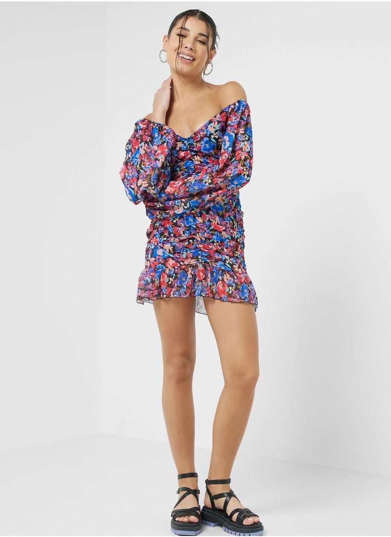 Ginger - Off Shoulder Floral Mini Dress - Image 1