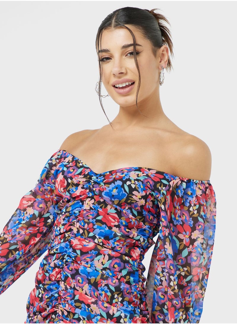 Ginger - Off Shoulder Floral Mini Dress - Image 1
