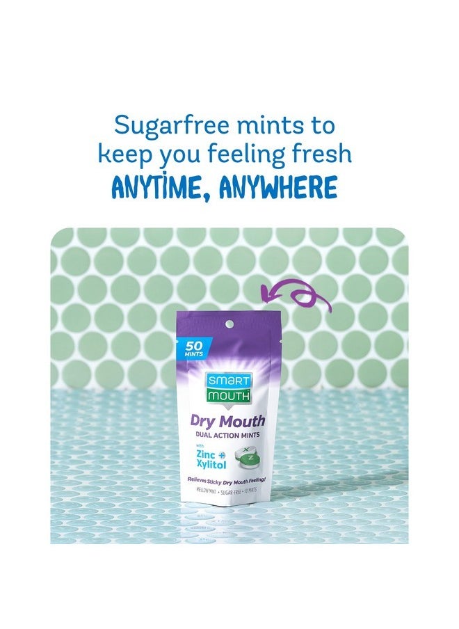 SmartMouth - SmartMouth Dry Mouth Dual-Action Mints - Sugar-Free Breath Mints - 50 Count, 3 Pack, Mellow Mint - Image 1