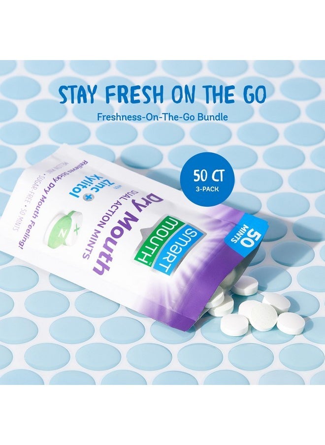 SmartMouth - SmartMouth Dry Mouth Dual-Action Mints - Sugar-Free Breath Mints - 50 Count, 3 Pack, Mellow Mint - Image 1