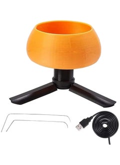 KASTWAVE Electric Bead Spinner, Adjustable Speed Beading Bowl Spinner Kit with 2 Beading Needles, Automatic Fast Clay Beads Spinner for DIY Bracelets Necklace Jewelry Making, Orange  - Image 1