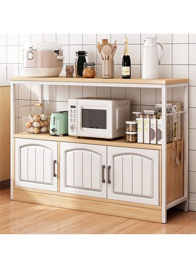 NKX 2-Tier Kitchen Storage Shelf Microwave Oven Stand Rack Spice Organizer with 3 Door Storage Cabinet Large Storage Rack  - Image 2