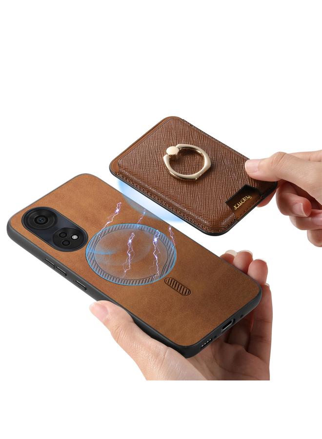 erorex Case For OPPO Reno13 F Retro Cross Leather Ring Vertical Insert Card Bag MagSafe Phone Case - Image 5