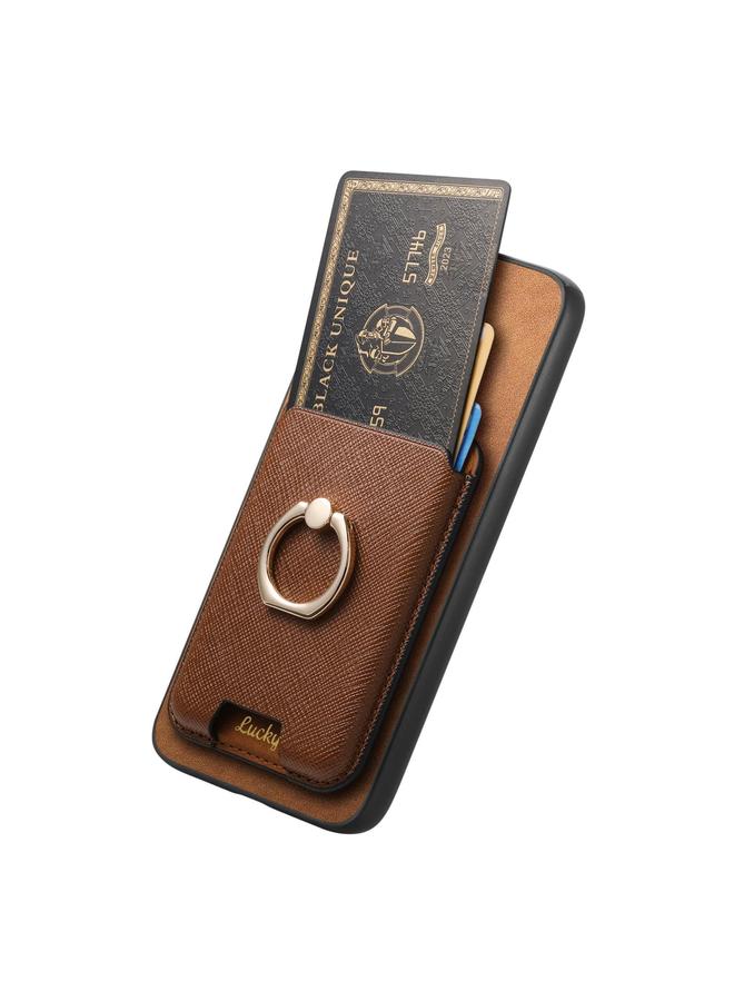 erorex Case For OPPO Reno13 F Retro Cross Leather Ring Vertical Insert Card Bag MagSafe Phone Case - Image 3