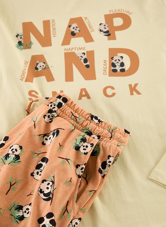 trendyol Printed Cotton Regular Fit Pajama Set - Image 2