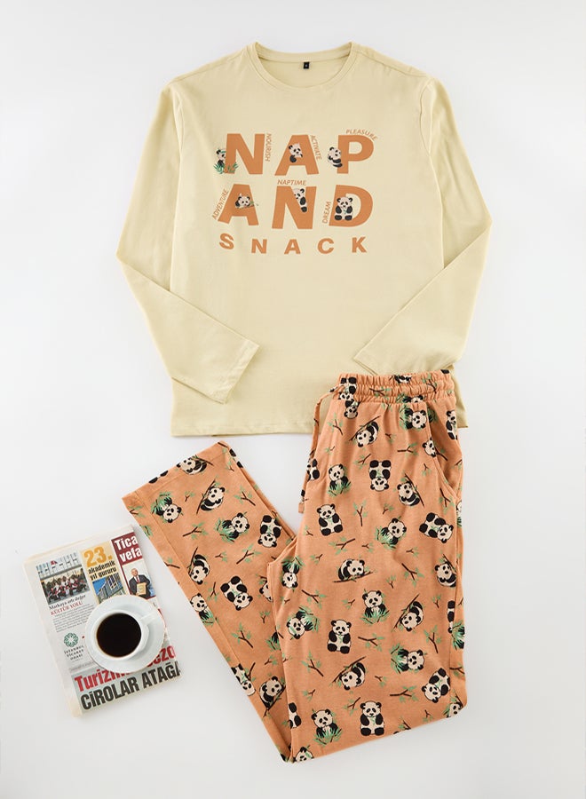 trendyol Printed Cotton Regular Fit Pajama Set - Image 1