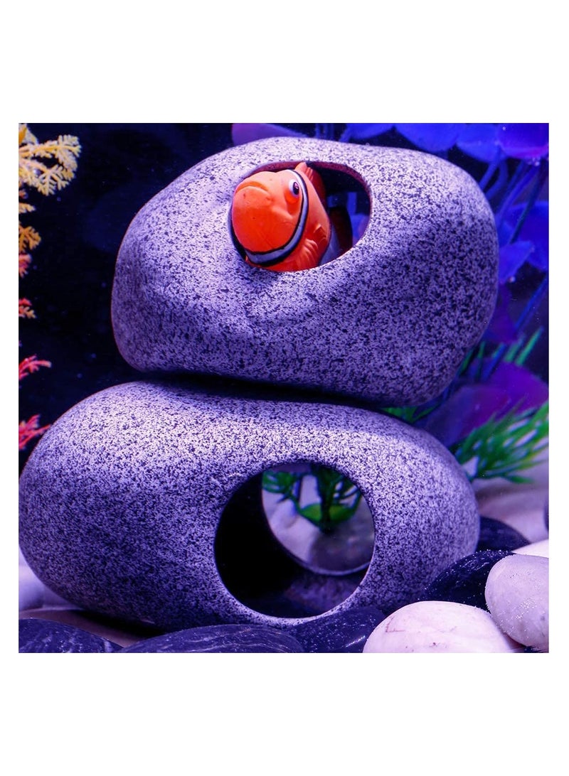 Barakah Stackable Aquarium Decoration Rock Caves, Betta Cave Hideaway Tunnel for Territorial Fish, Shrimp Cichlid Hiding Breeding Spa wning,Hideout Decor 2PCS - Image 2
