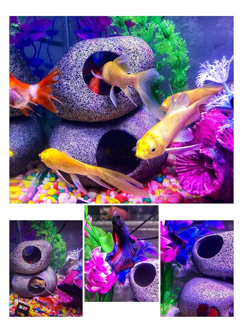 Barakah Stackable Aquarium Decoration Rock Caves, Betta Cave Hideaway Tunnel for Territorial Fish, Shrimp Cichlid Hiding Breeding Spa wning,Hideout Decor 2PCS - Image 4